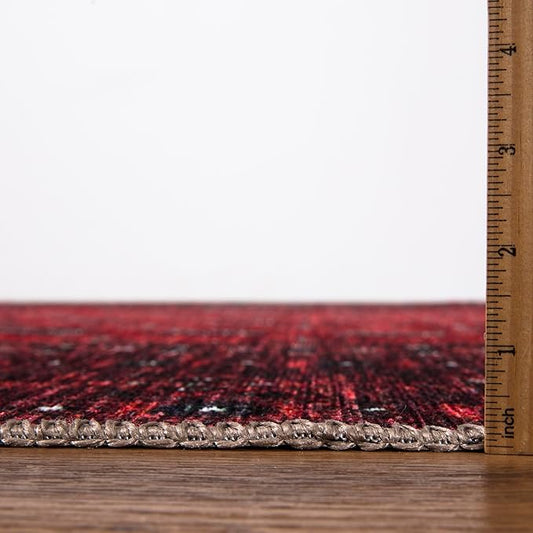 Keen Home Design 8x10 Rug - Machine Washable Area Rug with Non-Slip Backing, Ideal for Living Room, Dining Room, Bedroom - Vintage, Easy Clean, Durable, Low Pile Rug - (8' x 10')