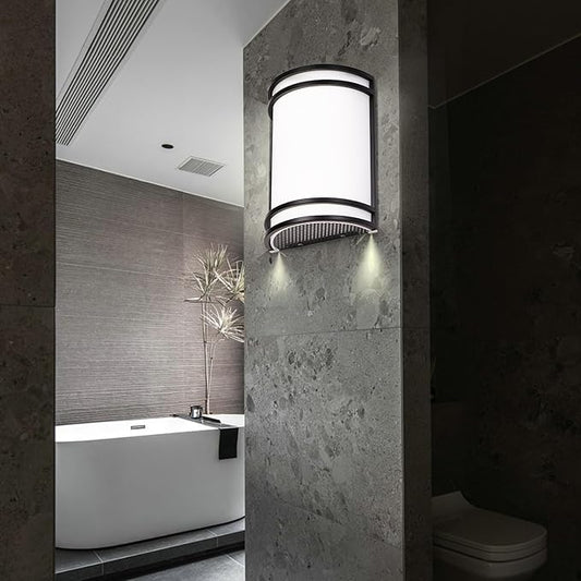 Indoor Wall Sconce, Half Cylinder Wall Light Fixture, 3000K 4000K 5000K Color Temperature Adjustable, Dimmable LED Modern Wall Light for Hallway Bedroom Living Room, Matt Black, 2 Pack