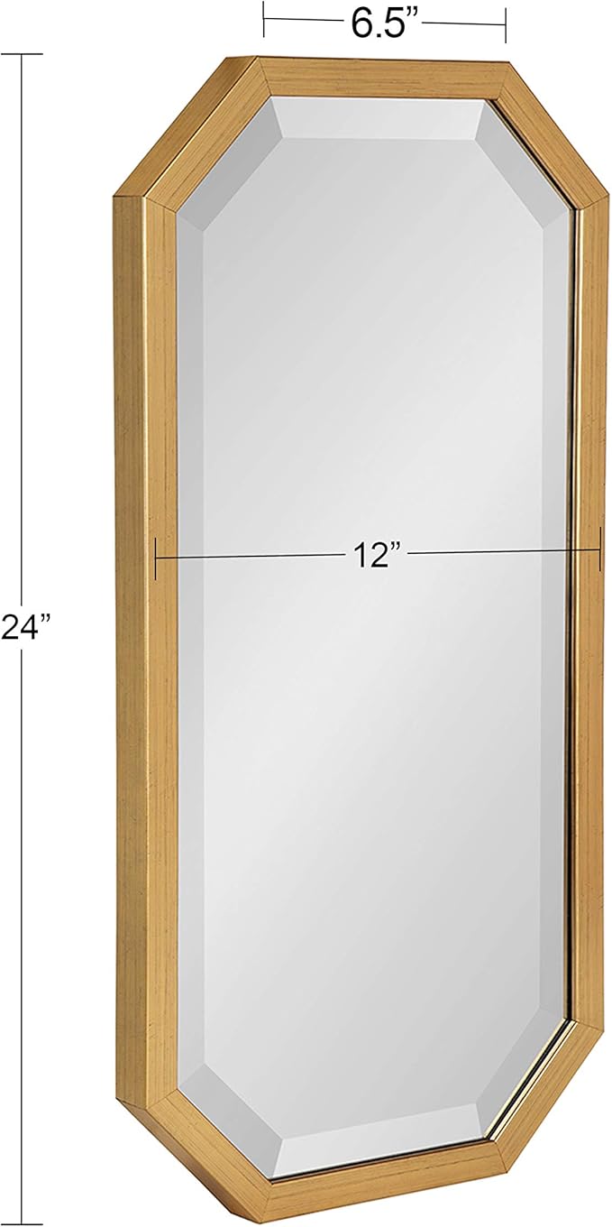 Kate and Laurel Laverty Modern Decorative Octagon Wall Mirror Set, Set of 3, Gold, Geometric Wall Accent Mirrors for Home