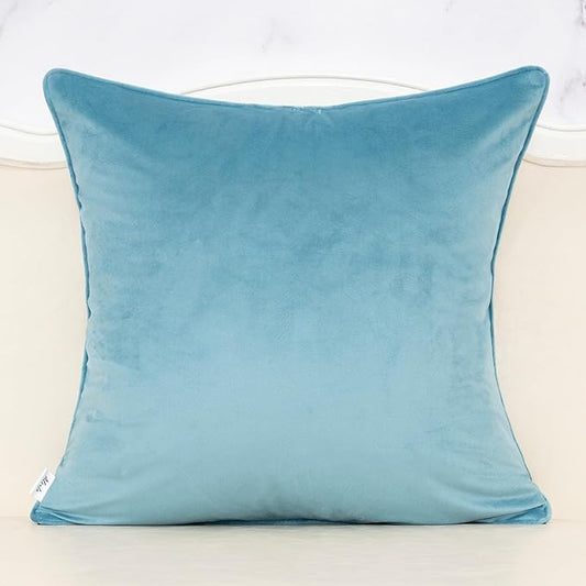 Alerfa Blue Floral Throw Pillow Cover 18 x 18 Inch Cut Velvet Sqaure Luxury Decorative Pillow Cover for Couch Living Room Bedroom