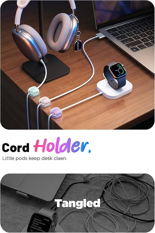Cord Organizer 8 Pack,Cable Clips Cord Holder Clasp Strongest Adhesive Cable Organizer Phone Charger Wire Keeper Cable Management Home Office Desktop Nightstand Dorm Cute Desk Accessories,Non Magnetic