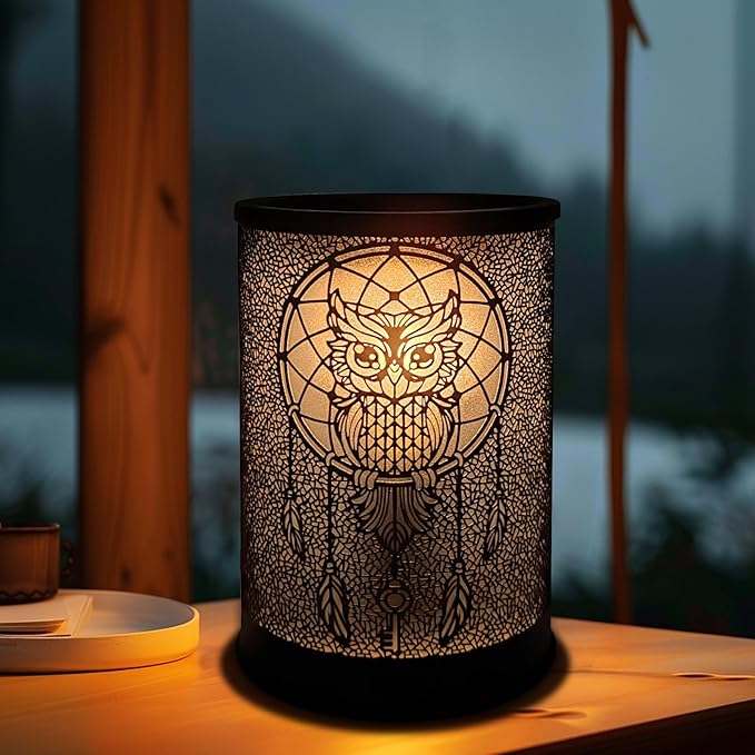 LIFFY Wax Melt Warmer for Scented Wax, Owl Scented Melter, Candle Burner, Fragrance Warmer LED Light, Smokeless Melting, Aromatherapy Essential Oil Diffuser & Night Light