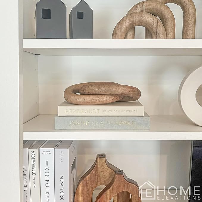 Wood Chain Link Decor 13" | Sculptural Wooden Object for Coffee Table & Shelf Styling | ProductElevations