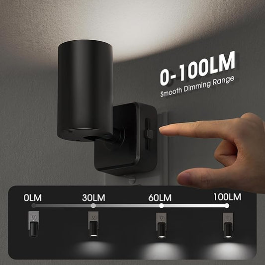 Night Lights Plug into Wall, 320° Rotating Night Light Plug in, Dusk to Dawn Sensor Dimmable Nightlight, Daylight White, 1W Led Night Light for Bedroom, Spot Light, Kids Room, Stair