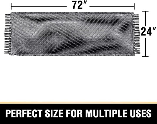 H.VERSAILTEX Waffle Bath Runner Rug Long Bath Mat Super Absorbent Boho Bath Rugs Non Slip Bath Runner for Bathroom Floor Machine Washable Dry Fast Bathroom Rugs with Tassels, 24" x 72", Gray