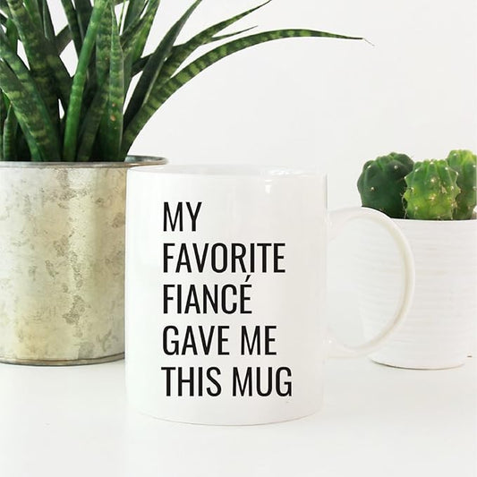 Andaz Press 11oz. Funny Coffee Mug Gag Gift, My Favorite Fiancé Gave Me This Mug, 1-Pack, Engagement Birthday Christmas Sarcastic Humor Gift Ideas