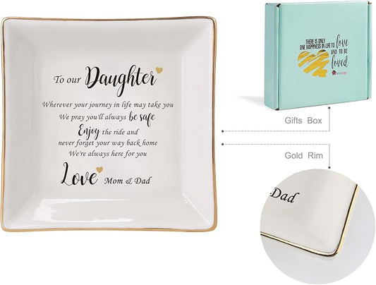 HOME SMILE Ceramic Ring Dish Jewelry Tray for Mom Sister Friends