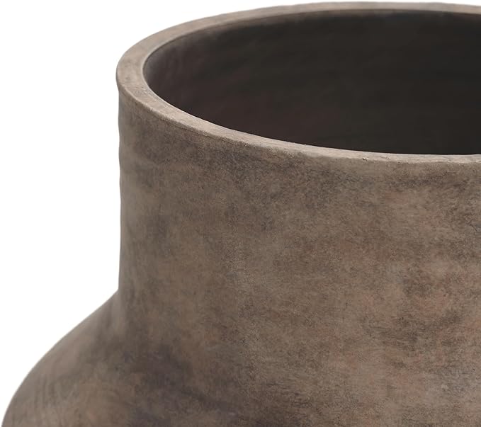 LuxenHome Round Ceramic Flower Vase – 13 Inch Brown Terracotta