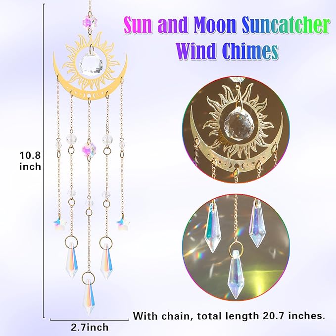Crystal Suncatcher, Suncatchers for Windows Hanging Indoor Outdoor Prism Rainbow Maker Home Garden Decor for Thanks Giving Valentines's and Mother's Day