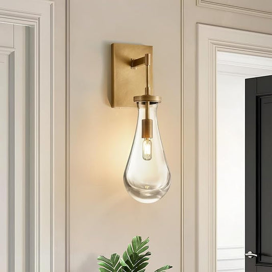 17" L Wall Sconces,Morden Wall Lights Fixtures Raindrop Wall Sconce Bathroom Vanity Light Brass Wall Lamps for Living Room,Bedroom,Hallway,Stairs,Indoor