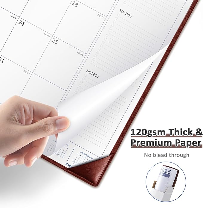 Ospelelf Desk Calendar 2025-2026 Large Wall Calendar with Plastic Cover 22"x17" Planner Pad Runs from January 2025 to June 2026 Brown