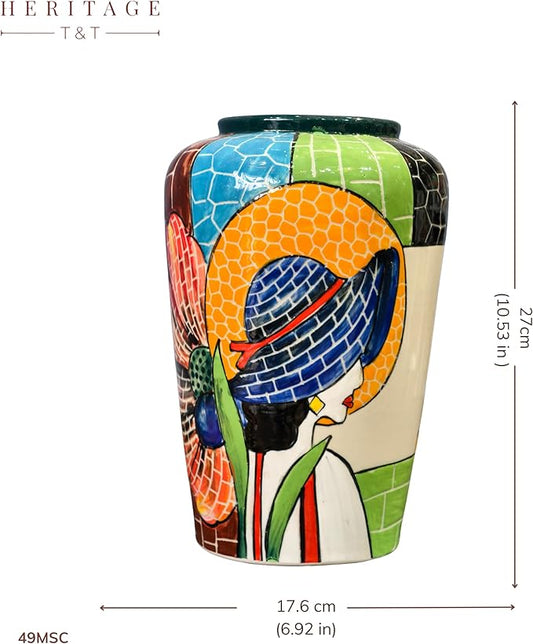 Handmade Mosaic Ceramic Vase – Lady Design – 28 cm (11 in) – Home Décor – Heritage T&T Mosaic Collection – Bat Trang Vietnam