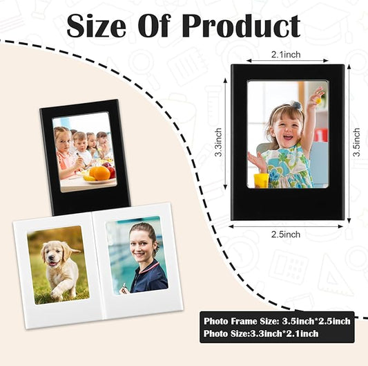 Epakh 40 Packs Magnetic Photo Picture Frame Cute Mini Table Photo Frame Holder 3 Inches Plastic Colorful Picture Display for Fridge Office (Black and White)