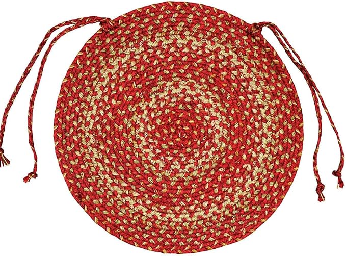 Homespice Apple Pie Jute Braided Chair Pads for Dining Chairs 15x15 Set of 2 - Durable, Naturally Comforting & Reversible