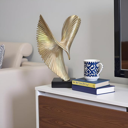 Modern Abstract Eagle Decorative Sculpture, Dining Living Room Desk Decor,Geometric Home Decor Statues,Shelf Top Decor Aesthetics, Coffee Tables or Office Shelves(Golden)