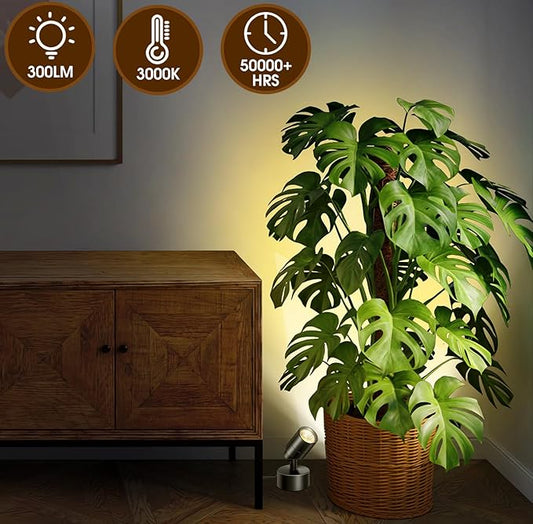1 Pack Dimmable Spot Lights Indoor, Uplighting Indoor Spotlight with Timer and Remote, 3000K/4000K/5000K Adjustable LED Up Lights, Spot Lights Indoor Accent Uplighting for Plants