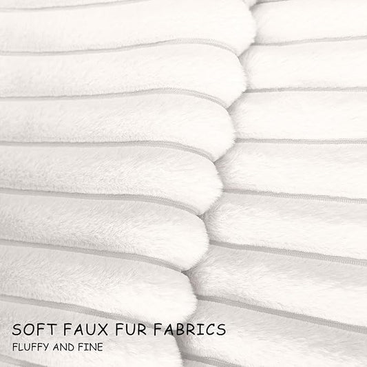 2 Pack 12x20 Pillow Cover Velvet Pillow Covers, Faux Fur Oblong Throw Pillow Covers for Living Room Decorations Throw Pillow Case, Throw Pillow Cover Cushion Cover for Home Sofa Bedroom Car, White