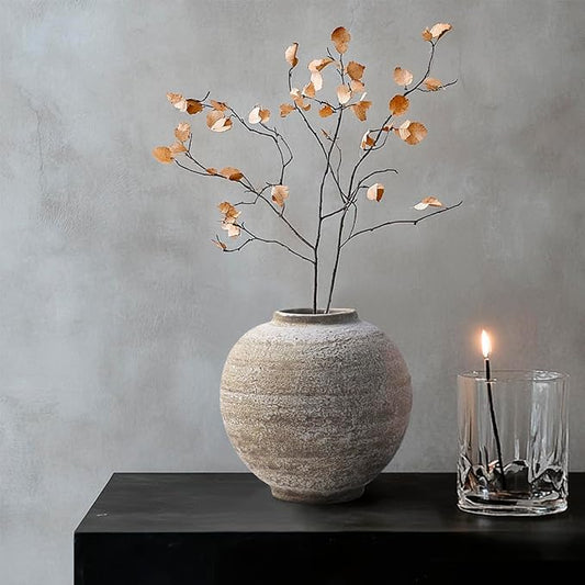 Ceramic Farmhouse Vase Rustic Decor,Pottery Decorative Flower Vases for Home Decor,Boho Vase for Table, Living Room,Bathroom,Shelf,Mantel Decoration,5.5 inch