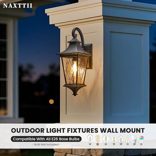 Porch Lights Outdoor Exterior Lighting Fixtures 21 Inch Large-Sized Black Outdoor Sconce for Front House Garage and Entryway Downwards Installation