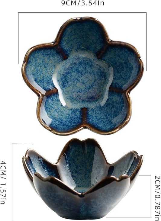 Floral Ceramic Jewelry Tray - 3.5" Elegant Ring Holder Dish & Trinket Bowl for Vanity Dresser Decor (blue)