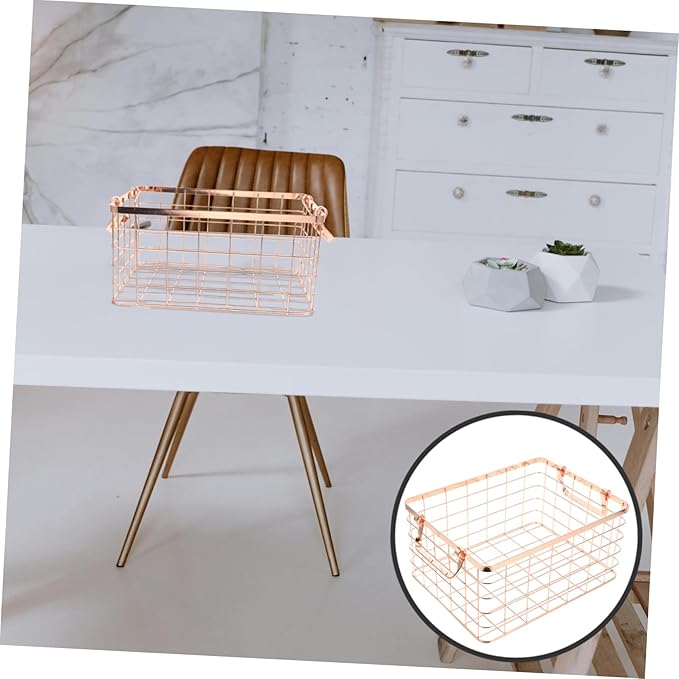 GLEAVI Nordic Style Wire Basket with Handle Iron-art Storage Organizer for Home and Office Decorative Storage Solution for Toys and Blankets