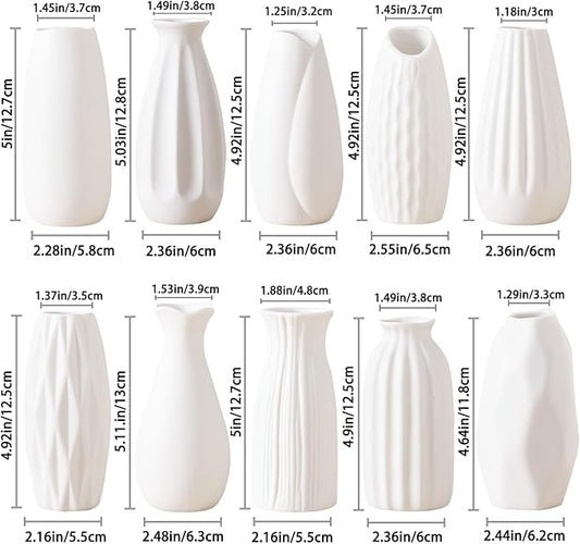 5'' White Ceramic Bud Vases Set of 10,Small Vases in Bulk for Flowers,Mini Vases for Centerpieces,Modern for Floral and Pampas Grass,Boho for Wedding,Party,Table Home Decor