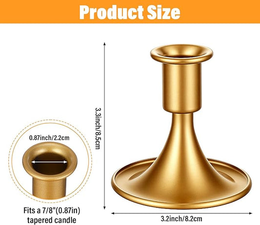 12 Pcs Gold Candle Holders Candlestick Holders, Gold Brass Color Vintage Candle Taper Holder for Table Centerpiece, Wedding Reception, Festive Christmas Mantel Decoration or Home Decor