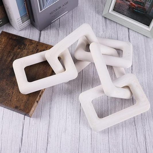 Ochine Wood Chain Link Decor 2 Link Decorative Chain Knot Hand Carved Pine Wood Chain Decor Modern Farmhouse Coffee Table Decor Wooden Rustic Chain Decor Boho Bead Garland for Living Room Bedroom