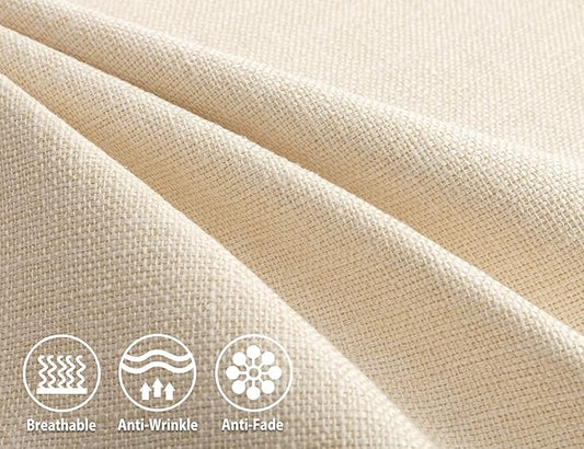 Stellhome Burlap Throw Pillow Covers Solid Farmhouse Linen Pillowcase for Bed Couch Sofa Bench, Set of 2, 24 x 24 inch (60 x 60 cm), Cream