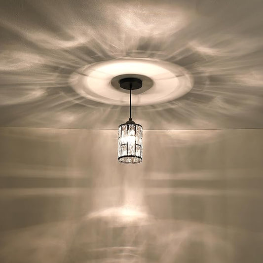 3 Pack 1 Light 5.3" Crystal Hanging Kitchen Island Pendant Light Brushed Nickel Finish,Concise Pendant Fixture Crystal Plate Metal Shade for Bar,Dining Room,Living Room Over Sink
