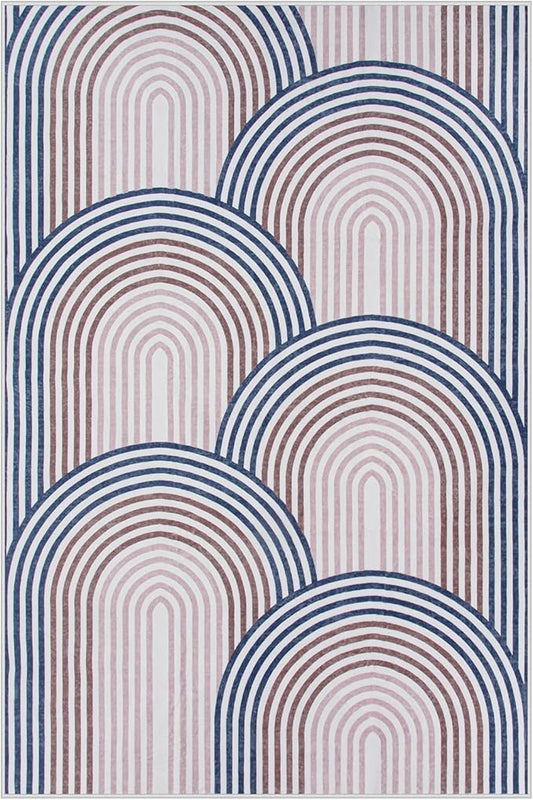 Moynesa Boho Rainbow 6x9 Area Rugs for Living Room, Ultra Thin Soft Colored Bedroom Rugs Machine Washable, Non Slip Mid Century Modern Large Indoor Carpet for Office Playroom Dining Room