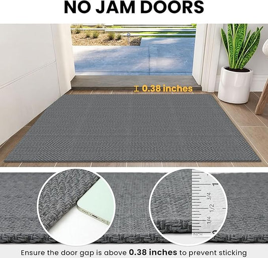 IOHOUZE Washable Runner Rug 2x6 Non Slip Runners for Hallways Entryway Runner Indoor, Kitchen Rugs Woven Cotton Floor Carpet for Kitchen Hall Entrance Bedroom, Charcoal/Dark Grey