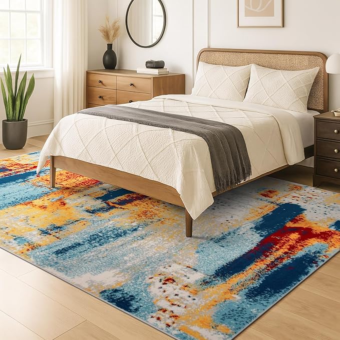 Rugshop Sky Collection Abstract Area Rug, Non-Shedding Carpet for Living Room,Bedroom or Dining Room, 5' x 7'