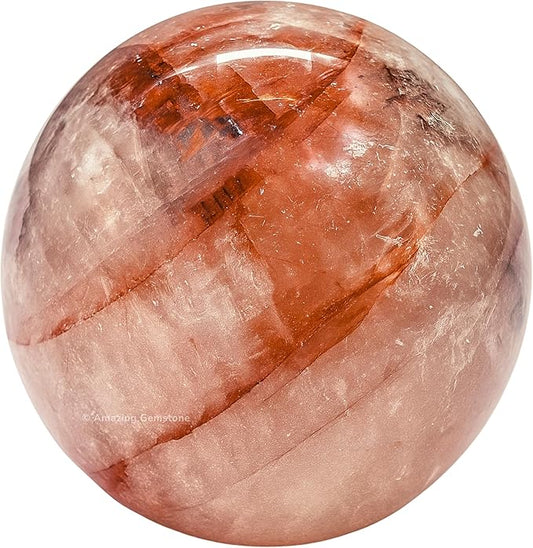 Amazing Gemstone Red Hematoid Quartz Crystal Ball with Stand - 1.5 Inches Crystal Sphere Meditation Balls for Witchcraft and Decorative Balls