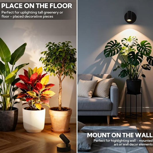 4 Pack Spotlights Indoor with Remote, Rechargeable Picture Lights, Wireless LED Uplighting with Dimmable 3CCT Modes, Display Lights for Artwork, Plant, Painting, and Accent Lighting, Black