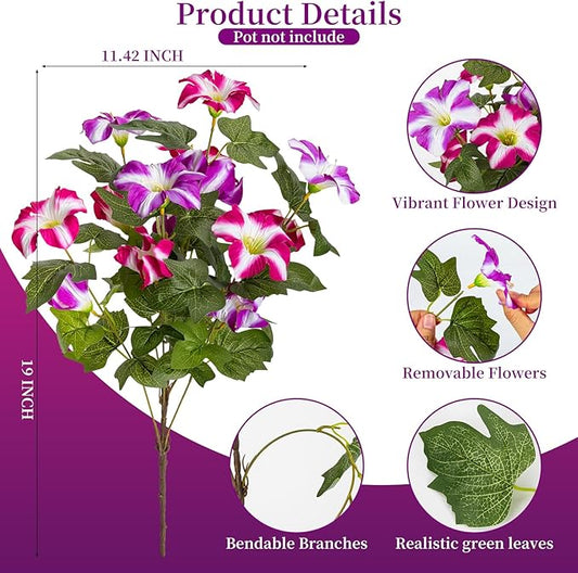 19 Inch Artificial Flowers for Outdoor Indoor Garden Home Decoration,Faux Flower for Home Office Garden Patio Balcony 4 Bundles (Double Red Lotus)