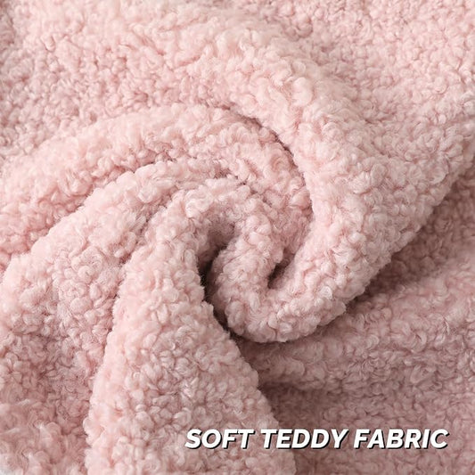 FUTEI Pink Throw Pillow Covers 24x24 Inch Set of 2,Furry Faux Fur Teddy Boucle Textured Cushion Covers,Soft Fluffy European Pillow Shams,Home Decor for Couch Bed Living Room Office Car