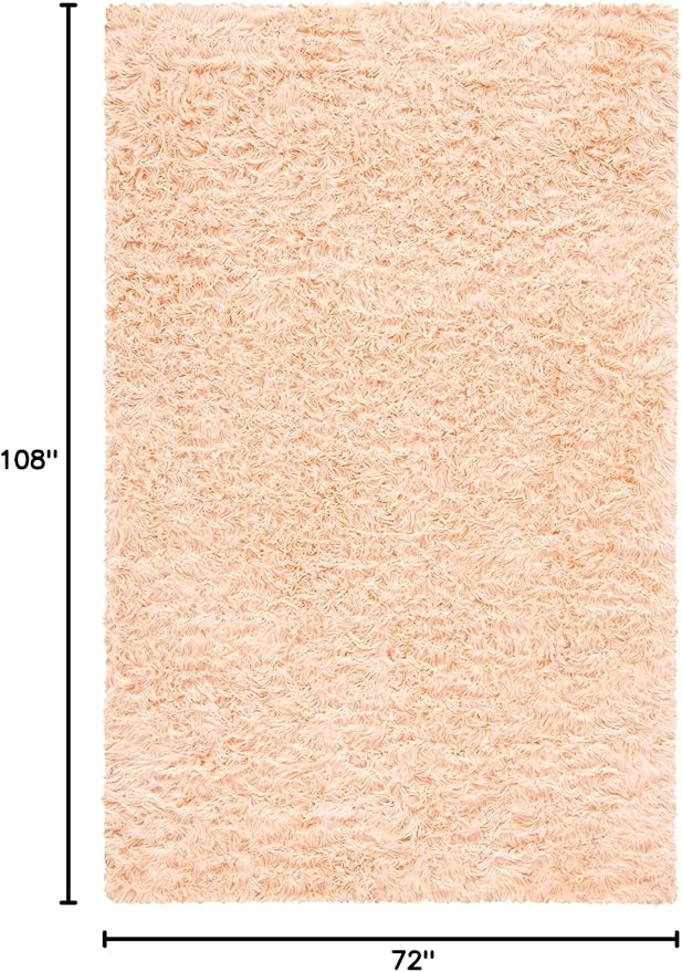 SAFAVIEH Faux Sheep Skin Collection 6' x 9' Light Pink FSS235U Silken Glam 2.35-inch Thick Area Rug