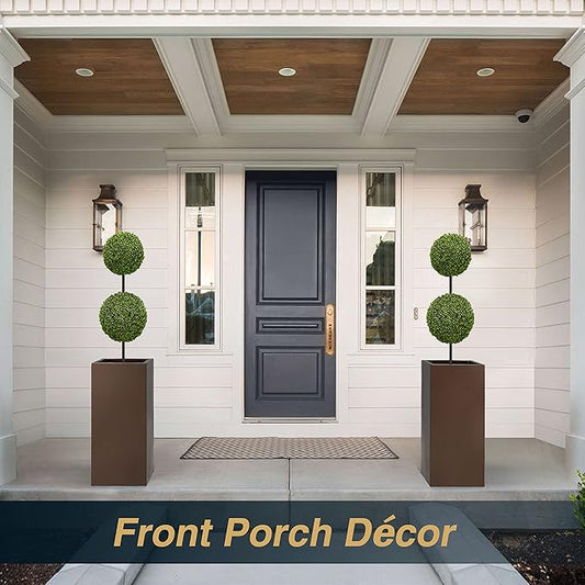 Wallowa Metallic Heavy Tall Outdoor/Indoor Planter Box 14Lx14Wx30H Inches, Rectangular Tall Planter, Large Flowerpot, 25 Pounds, Espresso, No Assembly Required 1 Pack