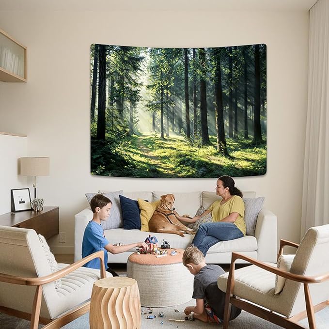 kampdream Landscape Tapestry, Scenery Art Wall Tapestries, Nature Wall Decor for Bedroom Living Room Backdrop Dindal effect forest 60×80 inches