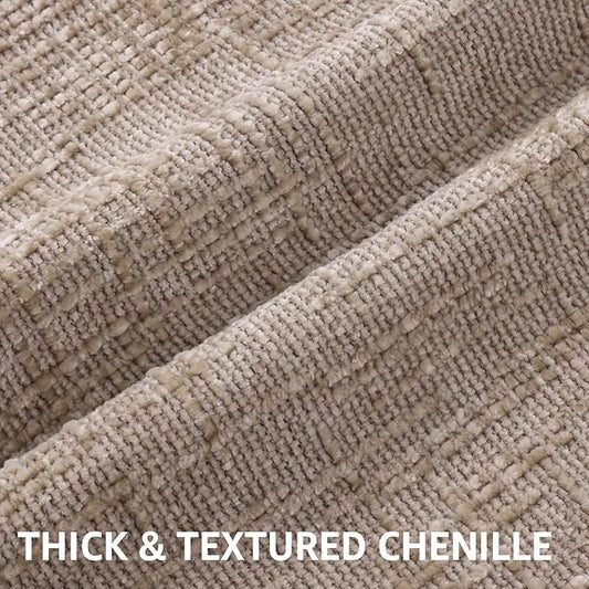 decorUhome Spring Oatmeal Chenille Euro Sham Throw Pillow Covers 26x26 Set of 2 Textured Slubby Couch Pillow Covers Farmhouse Accent Modern Neutral Decorative Pillow Cases for Bed Sofa Living Room