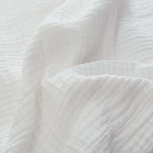 100% Cotton Muslin Queen Blanket (90" x 90") – A Luxuriously Soft, 4-Layer Lightweight and Breathable Gauze Blanket, Perfect for Year-Round use on beds, couches (White, Queen)