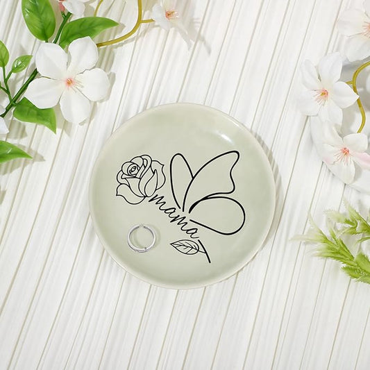 JoycuFF Mama New Mom Gifts for Women Jewelry Dish, Mama Mom to Be Gift Trinket Ring Dish New Mother Essentials