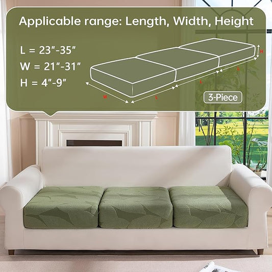 Couch Covers for Sectional Sofa, Washable Stretch Soft Sofa Cushion Covers L Shape Sofa Slipcovers Anti Slip Furniture Decor Protector for Pets (3 Seaters Covers,Green)