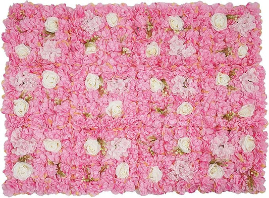 12Pcs Artificial Flower Wall Panel 3D Floral Backdrop Walls15 X 15" Flower Wall Decor Panel Flower Backdrop for Party Home Background Decor, Pink