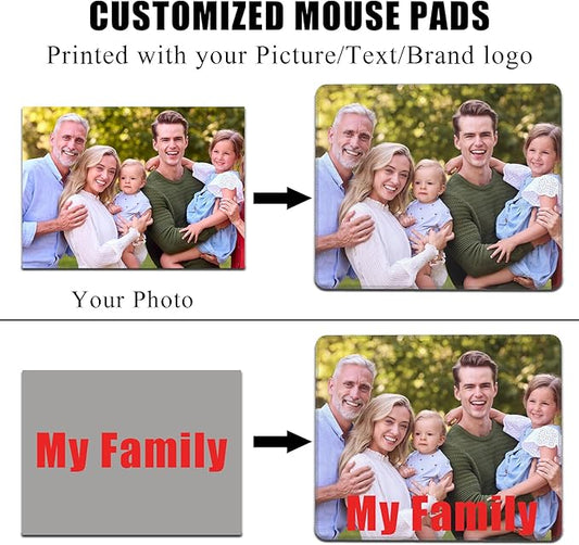 Custom Mouse Pad, Personalized Mouse Pad with Your Photo Text Logo, Customized Non-Slip Mousepad for Home Office and Computer Gaming Desk