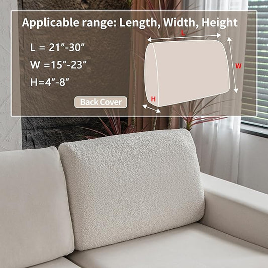 Couch Cushion Covers for Sectional Sofa, Stretch Soft Sofa Slipcovers Washable Wear-Resistant Universal Furniture Protector for Living Room(1 Piece Back Couch Cover, Ivory)