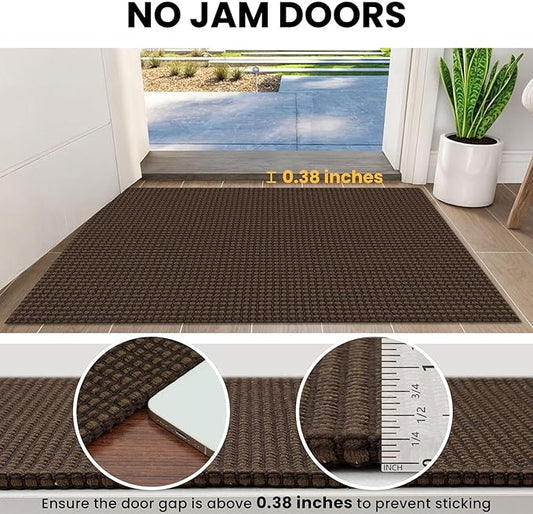 IOHOUZE Washable Runner Rug 2x7 Non Slip Runners for Hallways Entryway Runner Indoor, Kitchen Rugs Woven Cotton Floor Carpet for Kitchen Hall Entrance Bedroom, Brown