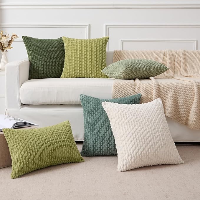 Kevin Textile Euro Sham Pillow Covers 28x28 Inch 2 Packs Soft Boho Striped Corduroy Decorative Throw Pillows for Living Room Couch Bed Sofa Rustic Farmhouse Home Decor 71x71cm Teal Green