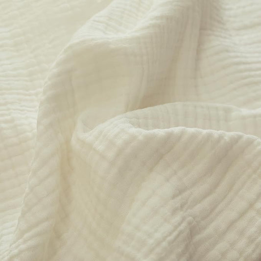 100% Cotton Muslin Queen Blanket (90" x 90") – A Luxuriously Soft, 4-Layer Lightweight and Breathable Gauze Blanket, Perfect for Year-Round use on beds, couches (Ivory, Queen)
